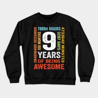 9th Birthday 9 Years Old Vintage Retro 108 Months Boy Girl Crewneck Sweatshirt